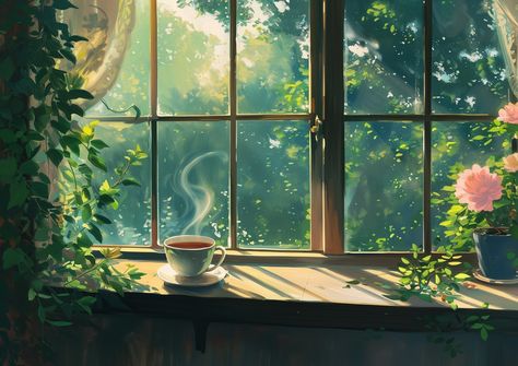 A quiet morning with coffee and nature’s view. . . . . . . . #AnimeArt #MorningCoffee #WindowView #CozyMoments #NatureLovers #ai #midjourney #aicommunity #aiartworks #trending #trendingnow #illustration #cozy #cozyvibes #nature #cozydecor #cottagestyle #conceptartist #stressrelief #stressfree #storytelling #stablediffusion #midjourneygallery #artoftheday #lofi #conceptart #studioghibli #animelover #studioghibli #loneliness Aesthetic Cozy Wallpaper Desktop, Coffee And Nature, Morning With Coffee, Quiet Morning, Color Wallpaper Iphone, Desktop Wallpaper Art, Color Wallpaper, Instagram Frame, Window View