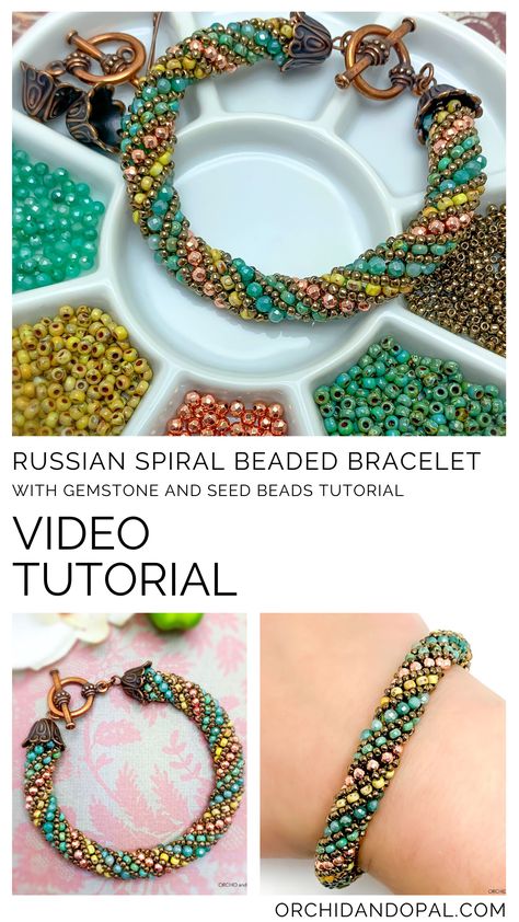 Spiral Beaded Earrings Tutorial, Russian Beading Tutorials, Spiral Seed Bead Bracelet, Russian Spiral Bracelet, Russian Spiral Tutorial Free Patterns, Spiral Beaded Bracelet, Russian Spiral Tutorial Free, Seed Bead Bracelets Tutorials How To Make, Bead Crochet Patterns Free