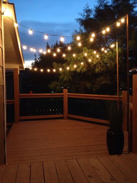 Outdoor Deck Lighting, Ideas Terraza, Backyard Patio Deck, Garden String Lights, Patio Deck Designs, Lights Ideas, Patio String Lights, Deck Lights, Backyard Lighting