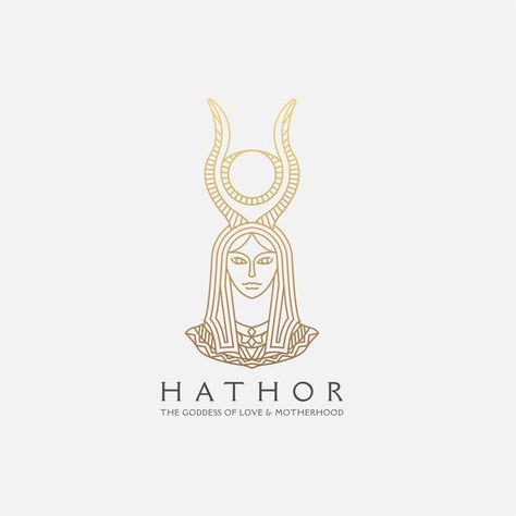 Hathor Goddess Tattoo Design, Hathor Tattoo Goddesses, Hathor Symbol, Hathor Tattoo, Hathor Egyptian Goddess, Egyptian Goddess Hathor, Hathor Goddess, Egyptian Aesthetic, Antique Logo