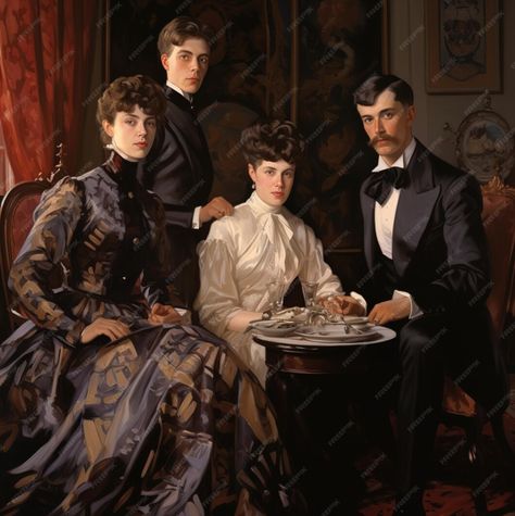 Premium AI Image | a family is posing for a photo in a painting. Royal Portraits Painting Couple, Royal Family Painting, Royal Portraits Painting, Family Portrait Painting, Royal Family Portrait, Pretty Paintings, Found Family, Family Painting, Old Paintings