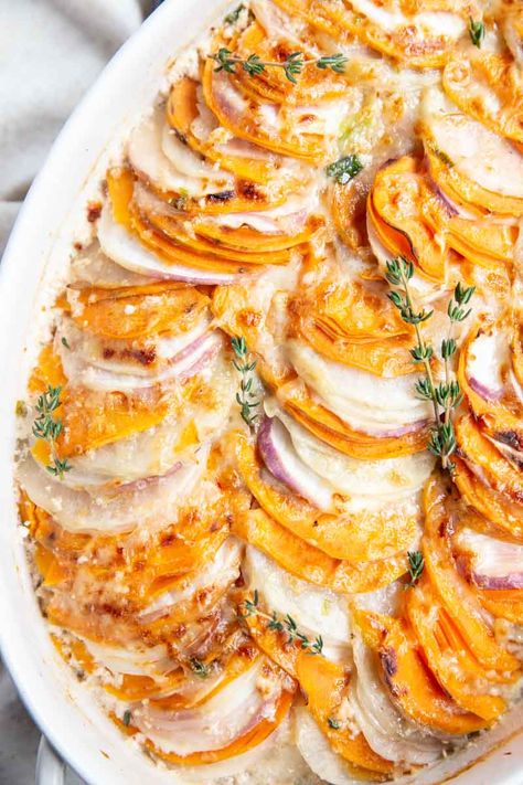 Veggie Gratin, Vegetable Gratin Recipes, Rutabaga Recipes, Root Vegetable Gratin, Turnip Recipes, Creamy Fruit Salads, Au Gratin Potato Recipes, Yummy Veggies, Au Gratin Recipes