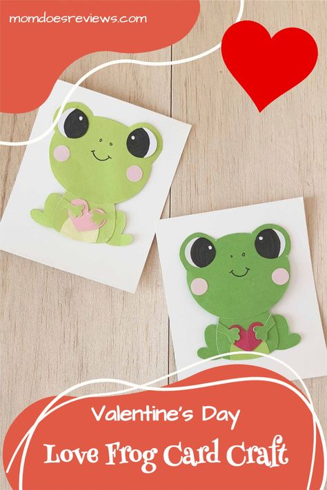 Frog Valentines Ideas, Frog Valentine Cards, Owl Crafts Kids, Creative Valentine Cards, Frog Valentine, Frog Template, Frog Card, Valentine Cards For Kids, Valentines Diy Kids