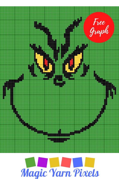 Get the Free Graph for this cute Christmas Grinch Pattern. Modern graphs for c2c crochet, cross stitch & other crafts from Magic Yarn Pixels. Grinch Crochet Blanket Pattern Free, Grinch Afghan Patterns, Grinch Crochet Blanket, Graphagram Crochet, Crochet Graphs Free Charts, Graphgans Patterns Free, C2c Christmas Crochet Pattern Free, Crochet Christmas Wall Hangings, Graph Patterns For Crochet