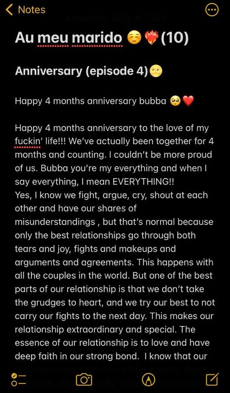 4 months anniversary text to your boyfriend 🥺❤️ 11 Months Anniversary Boyfriends Text, Happy 4 Month Anniversary Love, Paragraphs For Anniversary, 6 Month Relationship Anniversary, Happy Anniversary For Girlfriend, Paragraphs For Your Boyfriend 4 Months, 6 Months Anniversary Letter, Three Month Paragraph For Boyfriend, Four Months Anniversary Text