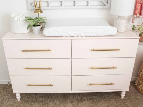 Check out this blog post to see how I did this pink IKEA dresser hack. Turn a simple IKEA Tarva dresser into the dresser of your dreams! https://arinsolangeathome.com #ikea #ikeahack #ikeatarva Tyssedal Dresser, Girls Room Dresser, Ikea Brimnes Cabinet, Brimnes Cabinet, Neutral Rainbow Nursery, Painted Bathroom Floors, Ikea Brimnes, Tarva Dresser, Ikea Dresser Hack