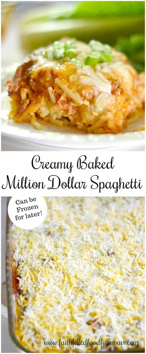 This Easy Creamy Baked Million Dollar Chicken Spaghetti Casserole Recipe is so cheap to make! It takes chicken and noodles to whole new level of yummy! Make this very recipe with Alfredo sauce too! Can also be frozen for later so it's perfect for an easy meal prep recipe. #spaghetti #casserole #baked #oven #chicken #mealprep #menuplan #cheap #dinner #weeknightdinner Spaghetti Casserole Baked, Million Dollar Chicken Spaghetti, Delish Chicken Recipes, Mealprep Chicken, Great Pasta Recipes, Cheesy Baked Spaghetti, Baked Chicken Casserole, Million Dollar Chicken, Spaghetti Casserole Recipe