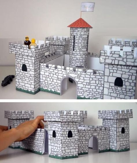 Paper Castle Template, Castle Template, Midevil Castle, Summer School Art, Castle Model, Paper Castle, Model Castle, Castle Crafts, Castle Plans