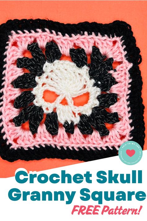 Looking for a fun and spooky crochet project? Check out this free Skull Granny Square Pattern that's perfect for Halloween or any time of year! Create unique and eye-catching blankets, scarves, or even pillows with this easy-to-follow crochet pattern. Let your creativity shine with different color combinations to make your project truly one-of-a-kind. Whether you're a seasoned crocheter or just starting out, this skull granny square pattern is a great way to add some personality to your handmade Skull Granny Square Tutorial, Pentagram Granny Square, Halloween Crochet Patterns Free Easy, Crochet Skull Patterns Free, Half Granny Square Pattern, Halloween Granny Square Crochet, Granny Square Halloween, Skull Granny Square Pattern, Free Granny Square Patterns