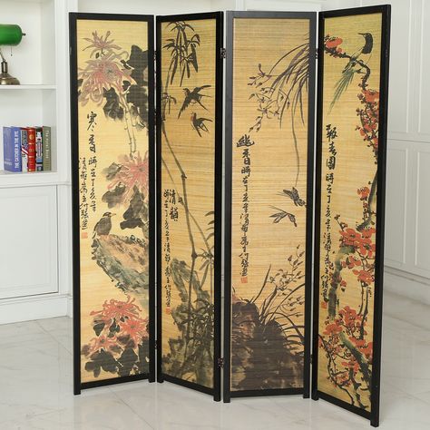 Freestanding Room Divider, Folding Room Divider, Bamboo Room Divider, Bamboo Screening, Floor Screen, 4 Panel Room Divider, Bamboo Panels, Folding Room Dividers, Room Divider Screen