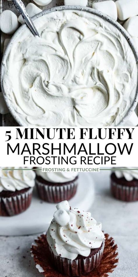 Home Made Cake Icing, Home Made Icing, Whipped Icing Recipes, Marshmallow Frosting Recipes, Diy Icing, 7 Minute Frosting, Frost Cupcakes, Whipped Icing, Fluffy Frosting