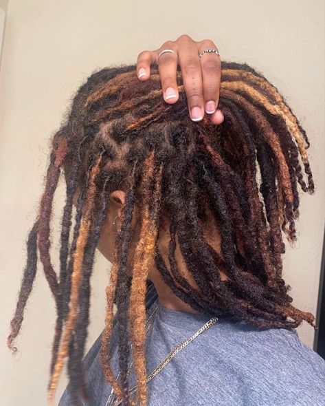 Calico Locs, Peekaboo Hair Color Locs, Loc Hair Colors, Highlights Locs, Peekaboo Locs, Dyed Locs, Calico Hair, Loc Goddess, Peekaboo Hair Colors