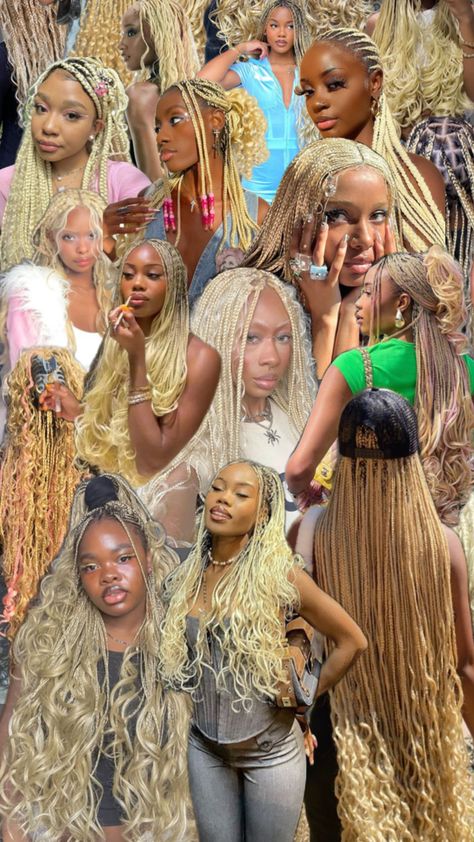 Blonde braids and French curls French Curls Braids, French Curls, Curls Braids, Cute Box Braids, French Curl, Blonde Braids, Cute Box Braids Hairstyles, Quick Braided Hairstyles, Natural Hair Styles Easy