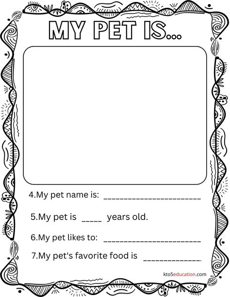 Comprehension Kindergarten, Free Printable Alphabet Worksheets, All About Me Worksheet, Class Pet, English Teaching Materials, Animal Worksheets, Kids Worksheets, Worksheets Preschool, English Worksheets For Kids