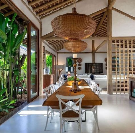 Bali Style Home, Tropical House Design, Bali House, Open Plan Living Room, Tropical House, Tropical Houses, Dream House Interior, Room Decorations, Dream House Exterior