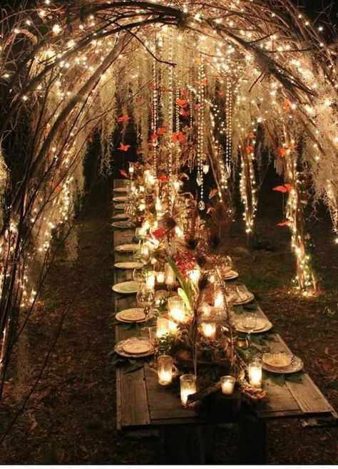 Enchanted Forest Decorations, Elvish Wedding, Witch Wedding, Enchanted Forest Wedding, Outdoor Fall Wedding, Forest Decor, Wedding Scene, Fall Wedding Decorations, Fall Outdoor