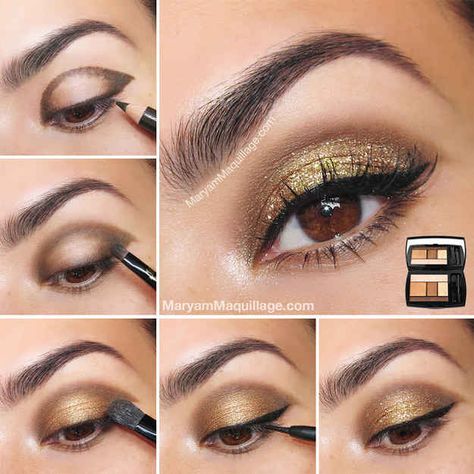 Or, use an eyeshadow pencil to draw a defined shape first, then gradually blend that out. African American Makeup Tutorial, Make Up Yeux, Festival Eye Makeup, Eyeshadow Basics, Golden Eyeshadow, Golden Makeup, American Makeup, African American Makeup, Gold Eye Makeup