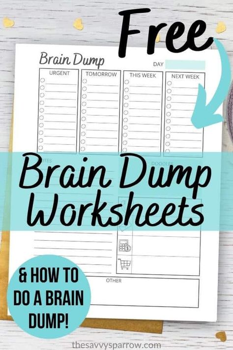 Get a free printable brain dump template to help you with to do list organization!  Organize your thoughts and to do lists with the brain dump method!  This is a great way to improve productivity and stay organized! Work To Do List Template, List Organization Ideas, Printable List Templates, To Do List Organization, Brain Dump Template, List Organization, Sketchbook Prompts, Bu Jo, Family Organization