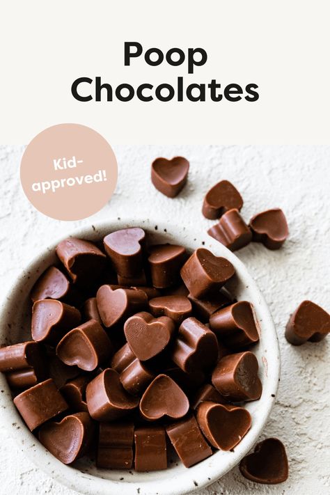 Chocolate Coconut Oil Poop Candy, Coconut Oil Snacks, Poop Chocolate For Constipation, Foods To Help You Poop, Foods That Help You Poop, Coconut Oil Recipes Food, Foods That Make You Poop, High Fiber Snacks For Constipation, Help Kids Poop