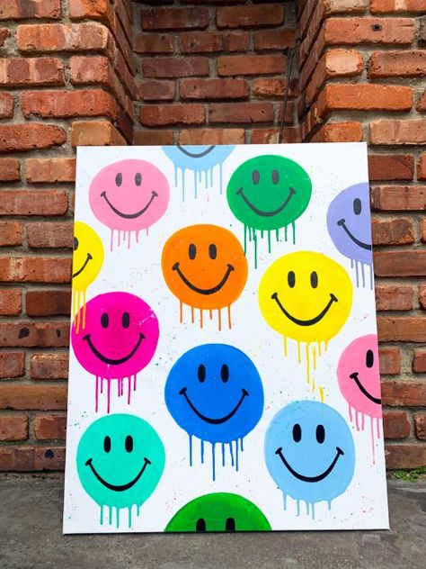 Skitse Bog, Cute Easy Paintings, Simple Painting Ideas, Arte Doodle, Dorm Art, Simple Painting, Small Canvas Paintings, Hippie Painting, Simple Canvas Paintings