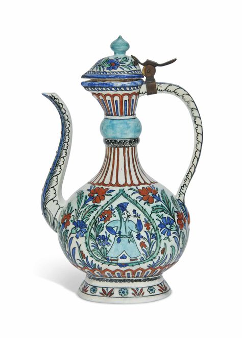 A KUTAHYA-STYLE POTTERY EWER | SAMSON, FRANCE, LATE 19TH CENTURY | 19th Century, All other categories of objects | Christie's 19 Century Art, Iznik Tile, Turkish Tile, 19th Century Art, Turkish Ceramics, Home Decor Baskets, Turkish Art, Islamic World, Antique Ceramics