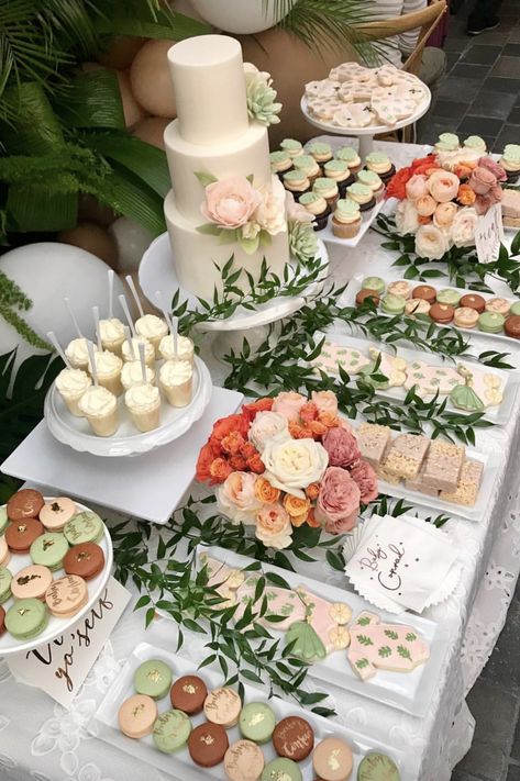 Floral Theme Dessert Table, Toulbeh Decor, Bohemian Dessert Table Ideas, Baby In Bloom Dessert Table Ideas, Baby In Bloom Treat Table, Toulbeh Ideas, Baby Shower Food Table Set Up Display, Baby In Bloom Food Ideas, Baby In Bloom Shower Ideas Food