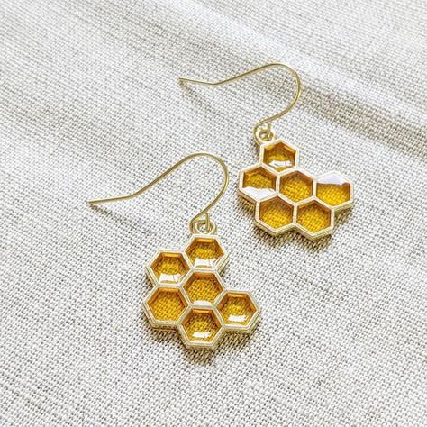 Honeycomb Earrings, Honeycomb Jewelry, Honey Jewelry, Hexagon Earrings, Anthropologie Earrings, Crystal Vibes, Bee Earrings, Earrings Geometric, Geometric Jewelry