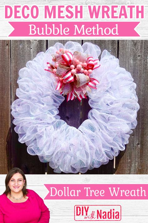 21 inch Deco Mesh Bubble Wreath | Dollar Tree DIY Wreath Tutorial | baby wedding shower Deco Mesh Wreath Using 21 Inch Mesh, Deco Mesh Bubble Wreath, Bubble Mesh Wreath Tutorial, Ruffle Mesh Wreath Tutorial, Deco Mesh Bubble Wreaths Diy, 20 Inch Deco Mesh Wreath Diy, Deco Mesh Crafts Ideas, Wreaths Using 21 Inch Mesh, Tulle Wreath Diy Tutorials