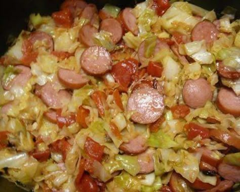 Cabbage, Potato and Smoked Sausage Skillet Recipe - Food.com Cabbage And Smoked Sausage, Sausage Skillet Recipe, Cabbage Sausage, Sausage And Cabbage, Kielbasa And Cabbage, Sausage Skillet, Smoked Sausage Recipes, Cabbage And Potatoes, Cabbage And Sausage