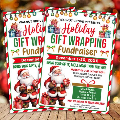 Gift Wrapping Fundraiser, Santa Breakfast, Diy Holiday Gift Wrapping, Church Community, Holiday Flyer Template, Holiday Gift Wrapping, Fundraiser Flyer, Fundraiser Ideas, Fundraising Event