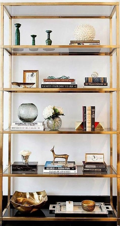 Décor Inspiration: Styling Open Shelves :: This Is Glamorous Decorate Shelves, Decor Shelves, Styling Shelves, Bookcase Styling, Wood Bookshelves, Bookshelf Design, Bookshelf Styling, Decor Details, Bookshelf Decor