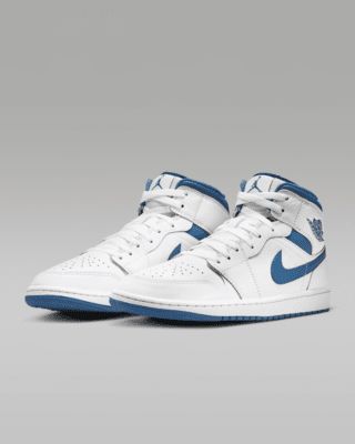 Air Jordan 1 Mid SE Men's Shoes Blue And White Air Jordans, White Air Jordans, Staple Sneakers, Industrial Blue, White Industrial, Air Jordan 1 Mid Se, Air Jordan 1 Mid, Blue Style, Jordan 1 Mid