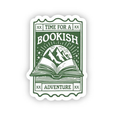 Elevate your bookish experience with our "Time For A Bookish Adventure" sticker. This waterproof green and white sticker is perfect for book lovers, whether you want to decorate your kindle, water bottle, or laptop. Bring your love of reading to life with this bookish themed sticker. Kindle With Stickers, Book Quotes Stickers, Bookish Things Book Lovers, Book Themed Stickers, Book Tok Stickers, Art Stickers Printable, Kindle Stickers Printable, Bookish Stickers Printable, Bookish Printables