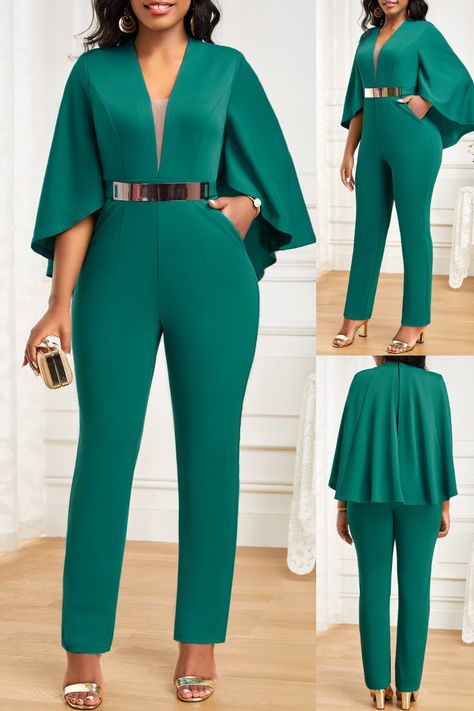 🌟 Elevate Your Style 🌟 This chic jumpsuit features a flattering V-neck and a trendy ankle-length design. The vibrant green color exudes freshness, making it perfect for various occasions. Whether you’re attending a wedding, a party, or a special event, this jumpsuit will turn heads. 😍 #FashionForward #ChicStyle #JumpsuitLove #EventReady #ElegantGreen Tag your fashion-savvy friends and let them know about this stunning piece! ✨  Remember, confidence is your best accessory! Jump Suits, V Neck Jumpsuit, Chic Jumpsuit, Work Fits, Big People, Dinner Dress Classy, Jumpsuit Chic, Designer Jumpsuits, African Fashion Women Clothing