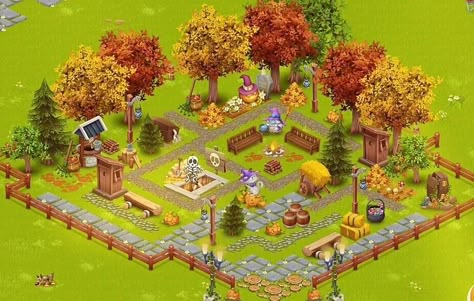 Hayday Farm Design, Spooky Autumn, Kingdom City, Big Farm, Farm Layout, Bedroom Wall Paint, Hay Day, Bakery Design, Pretty Phone Cases