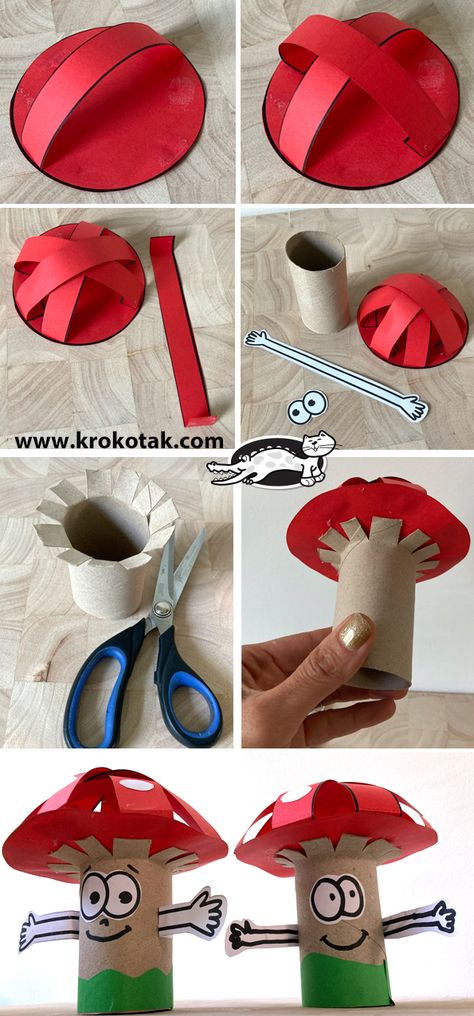 Crafts From Paper Towel Rolls, Scarecrow Toilet Paper Roll, Art Crafts With Toilet Paper Rolls, Diy Crafts Toilet Paper Rolls, Crafts To Do With Paper Towel Rolls, Toilet Paper Mushroom, Craft From Toilet Paper Roll, Ideas For Toilet Paper Rolls, Fall Craft With Toilet Paper Roll