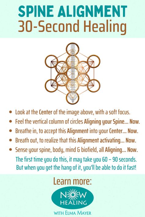 Well, OK, maybe not quite instant. But 30 seconds! Try it now. Follow the easy instructions on the image, and you'll experience a vast healing Alignment for your body, mind, spirit – and spine! Learn more – and get lots more instant healing... Body Chart, Massage Therapy Business, Spine Alignment, Intuitive Healing, Morning Routine Checklist, Pranic Healing, Healing Spirituality, Energy Healing Spirituality, Healing Touch