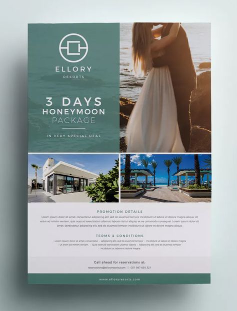 Hotel Flyer Template InDesign INDD - A4, 297×210mm - 300 DPI Resolution. Download Hotel Poster Design Ideas, Resort Advertisement, Hotel Poster Design, Hotel Advertisement, Hotel Poster, Hotel Ads, Promo Flyer, Real Estates Design, Leaflet Design