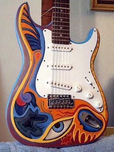 psychedelic strat Guitar Painted, Akordy Gitarowe, Yamaha Guitar, Electric Guitar Design, Guitar Obsession, Guitar Painting, Cool Electric Guitars, Fender Squier, The White Stripes