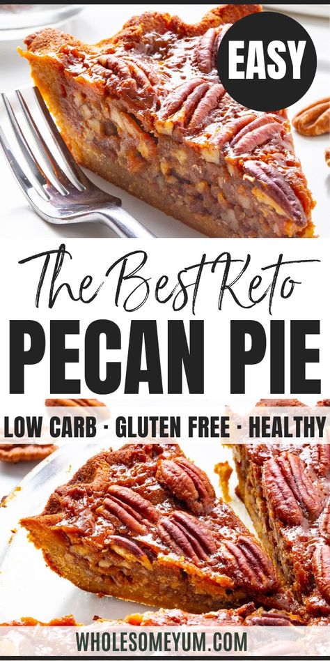 The Best Keto Sugar-Free Pecan Pie Recipe Keto Pecan Pie Recipe, Low Carb Pecan Pie, Sugar Free Pecan Pie, Keto Pies, Sugar Free Pie, Keto Pie, Dolce Poche Calorie, Keto Pecan Pie, Best Pecan Pie