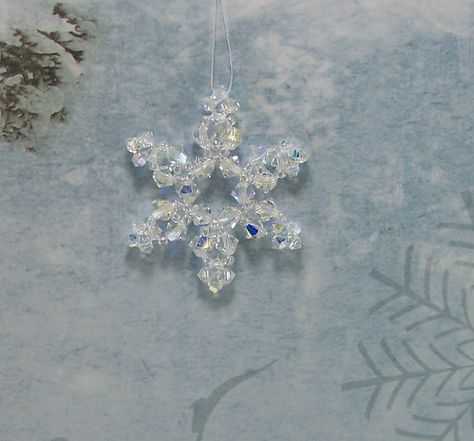 Beading Kits, Snowflake Ornaments Diy, Swarovski Snowflake, Beaded Snowflakes Ornament, Photo Frame Ornaments, Snow Flakes Diy, Beaded Snowflakes, Crystal Angels, Beaded Christmas Ornaments