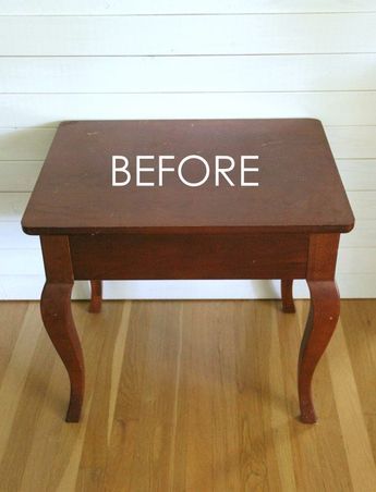 I'm sharing lots of inspiration, and different design styles for small table makeover ideas to show new ways for old furniture! artsychicksrule.com Wood Side Table Makeover, Redo End Tables, Refinished End Tables, Before And After Furniture, Old End Tables, Meubles Peints Style Funky, Checkerboard Table, Old Tables, Painted End Tables