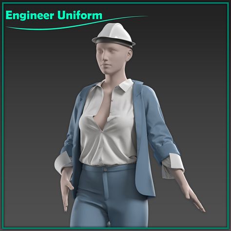 female engineer uniform, Sahar khazeni on ArtStation at https://www.artstation.com/artwork/Gvv2r3 Engineer Uniform, Construction Hat, Female Engineer, Formal Suits, Semi Formal, Engineering, Color