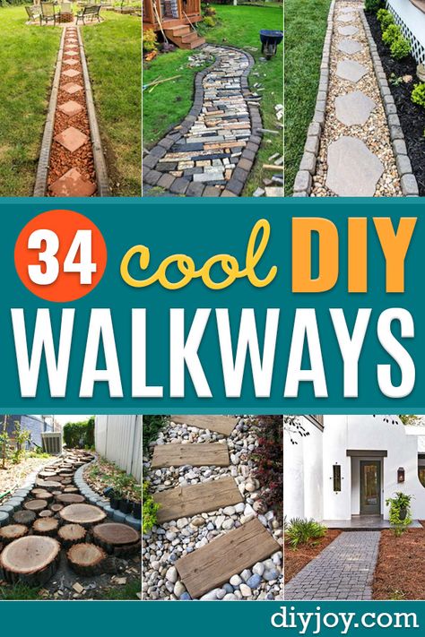 Diy Walkways, Pavers Diy, Concrete Path, Yard Ideas Cheap, Backyard Walkway, Walkway Landscaping, Diy Backyard Patio, Outdoor Path, Cheap Patio