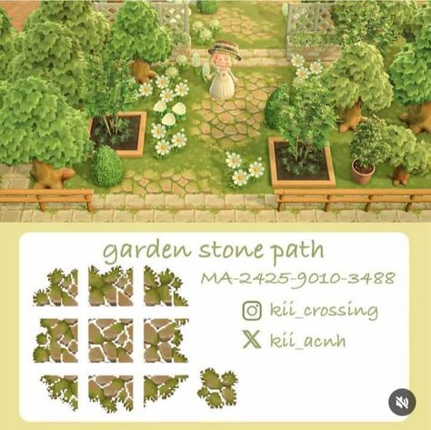 Garden Stone Path, Cottage Core Animal Crossing, Cottagecore Animal Crossing, Acnh Cottagecore, Path Ideas, Animal Crossing Guide, Animal Crossing Qr Codes Clothes, Path Design, Animal Crossing Wild World