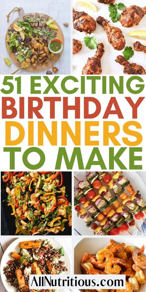 Step into a world of culinary excitement with our fun dinner ideas and easy recipes specially tailored for your next birthday. Transform your celebrations from the ordinary to the extraordinary with our innovative party food ideas that guarantee fun and flavor in every bite. Moms Birthday Dinner Ideas, Surprise Birthday Dinner For Him, 13 Birthday Dinner Ideas, Dinner Ideas For Birthday Parties, Dinner For Birthday Party, Family Birthday Dinner Ideas, Homemade Birthday Dinner Ideas, Birthday Dinner For Boyfriend, 30th Birthday Dinner Ideas