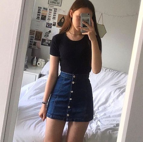 #wattpad #random nymphet ˈnɪmfɛt,nɪmˈfɛt/ noun an attractive and sexually mature young girl. "a pouting nymphet" A Mirror, Denim Skirt, A Woman, Mirror, Skirt, Bedroom, Black