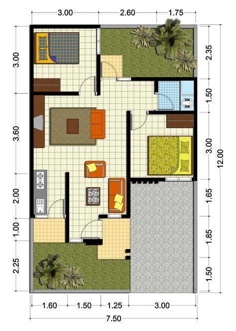 Floor Plan With Dimensions, Building A Small House, Simple Floor Plans, 2bhk House Plan, Indian House Plans, Open House Plans, Kerala House Design, House Construction Plan, Simple House Plans