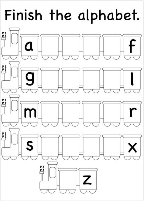 Finish the Alphabet Printable Sheet Handwriting Worksheets For Kindergarten, Letter Worksheets Kindergarten, Kertas Kerja Prasekolah, Free Printable Alphabet Worksheets, Alphabet Letter Worksheets, Letter Recognition Worksheets, Letter Worksheets For Preschool, Printable Alphabet Worksheets, Sequencing Worksheets