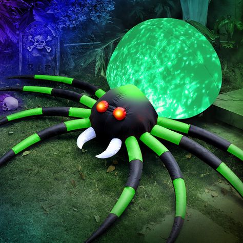 Halloween Yard Inflatables, Halloween Blow Ups, Yard Inflatables, Holiday Room Decor, Halloween Spider Decorations, Halloween Entertaining, Spider Decorations, Creepy Spider, Holiday Room